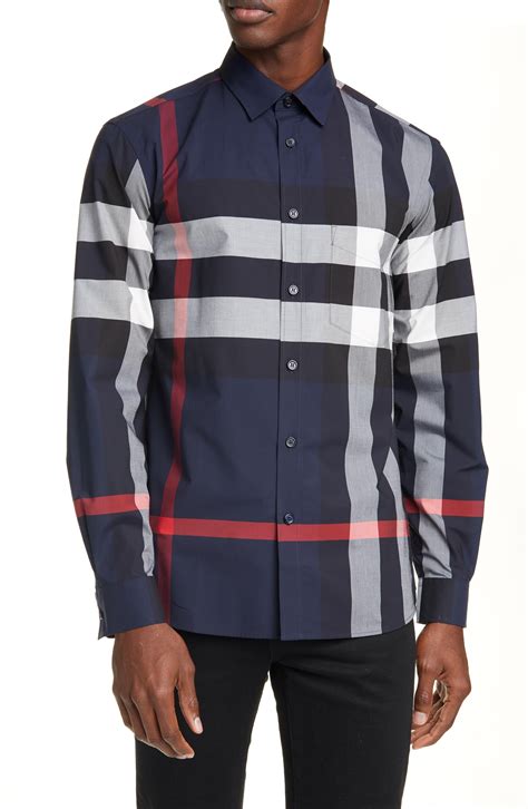 burberry blue and white plaid shirt|Burberry dress shirt men's.